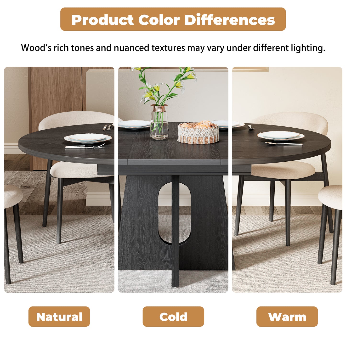 Epecoya 59-Inch Extendable Round Dining Table for Dining Room, 4-6 People Farmhouse Oval Wood Expandable Kitchen Dinner Table with Heavy Cross Pedestal for Living Room, Apartment, Light Oak