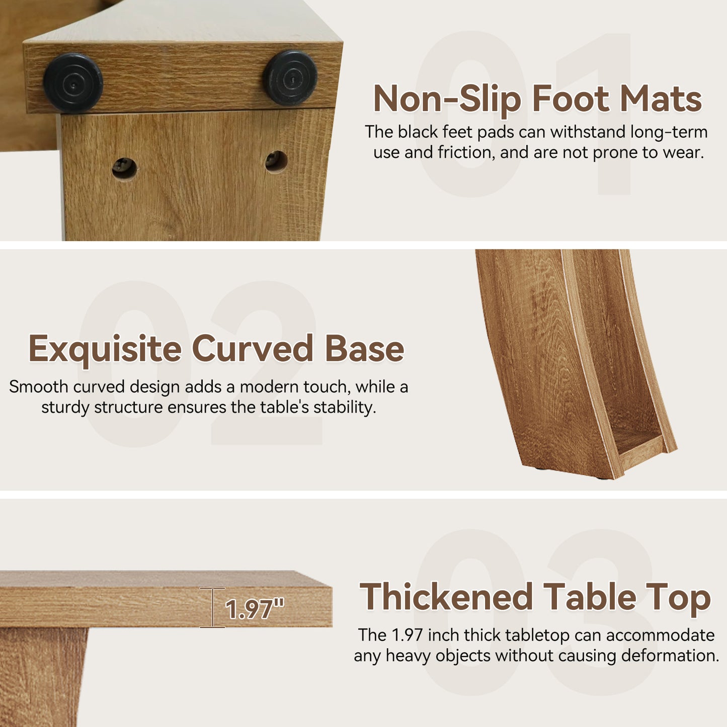 70.9-Inch Wood Console Table for Entryway Living Room, Extra Long Rectangular Natural Sofa Tables with Farmhouse Wooden Curved Base for Home Hallway Couch Foyer Entrance, Light Brown Oak