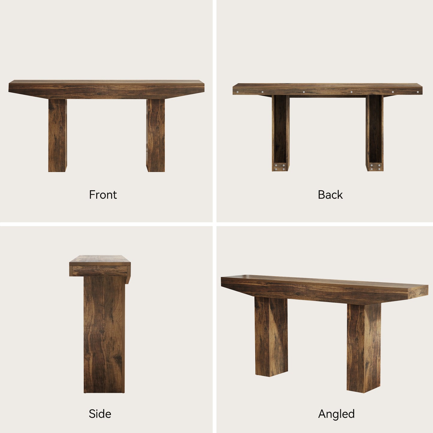 63-Inch Wood Console Table for Entryway Living Room, Long Rectangular Sofa Tables with Farmhouse Wooden Simple Base for Home Hallway Couch Foyer Entrance, Rustic Brown, Easy Assembly