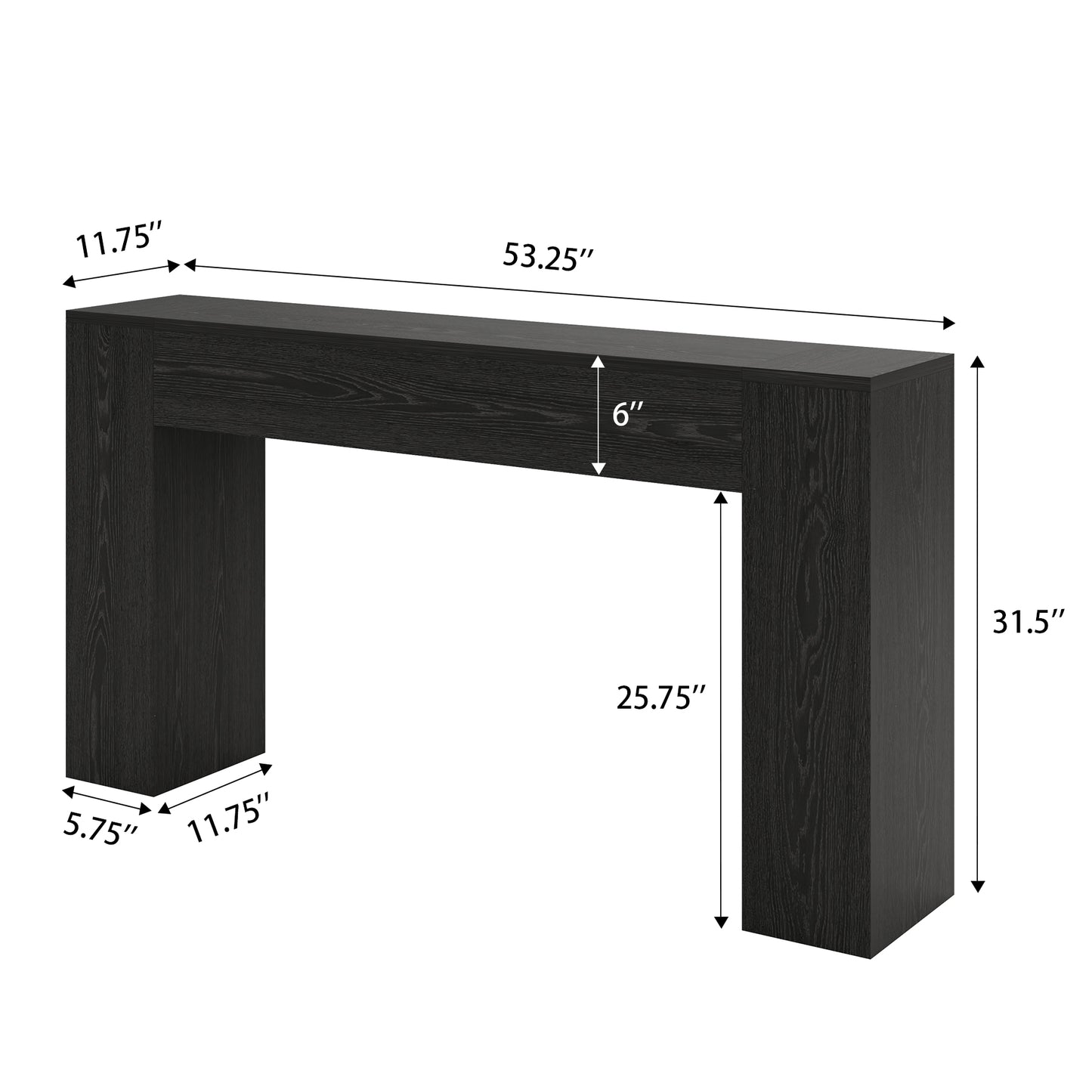 53 Inch Black Farmhouse Console Table for Entryway Hallway | Small Entryway Table, Wood Black Finish, Behind Sofa Couch, Easy Assembly, Display Decor, 12"D x 53.25"W x 31.5"H