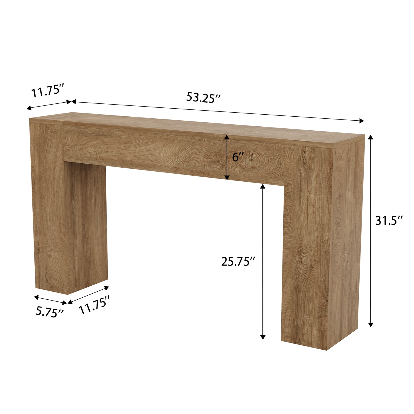 Epecoya Wood Console Table for Entryway Living Room, 53-Inch Long Sofa Table, Farmhouse Rectangular Accent Console with Wooden Double Base for Behind Couch Hallway Foyer Entrance, Light Oak Brown
