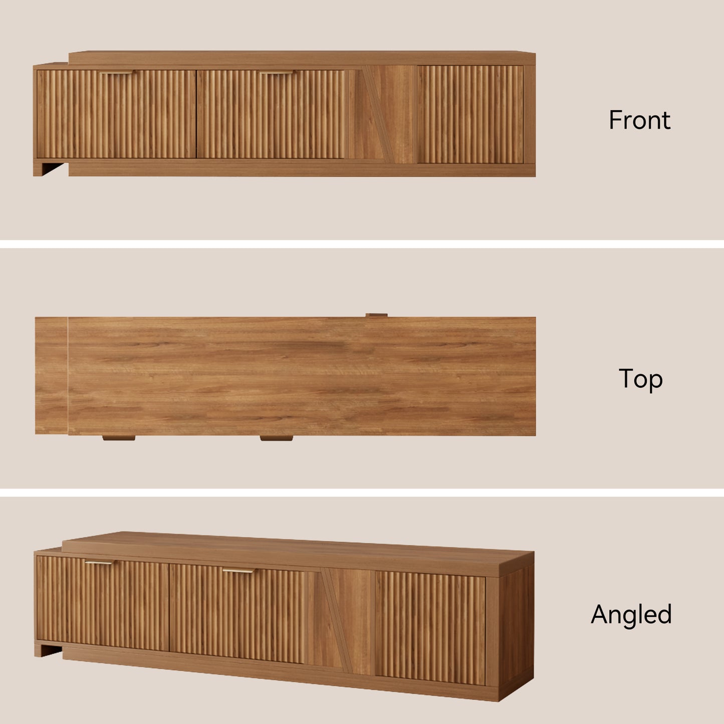 Extendable TV Stand with Storage Cabinet for Living Room, 98.5-Inch Extra Long TVs Media Console Wood Fluted Television Stands with Adjustable Shelf and Drawers for Bedroom, Rustic Brown (63"W-98.5"W)