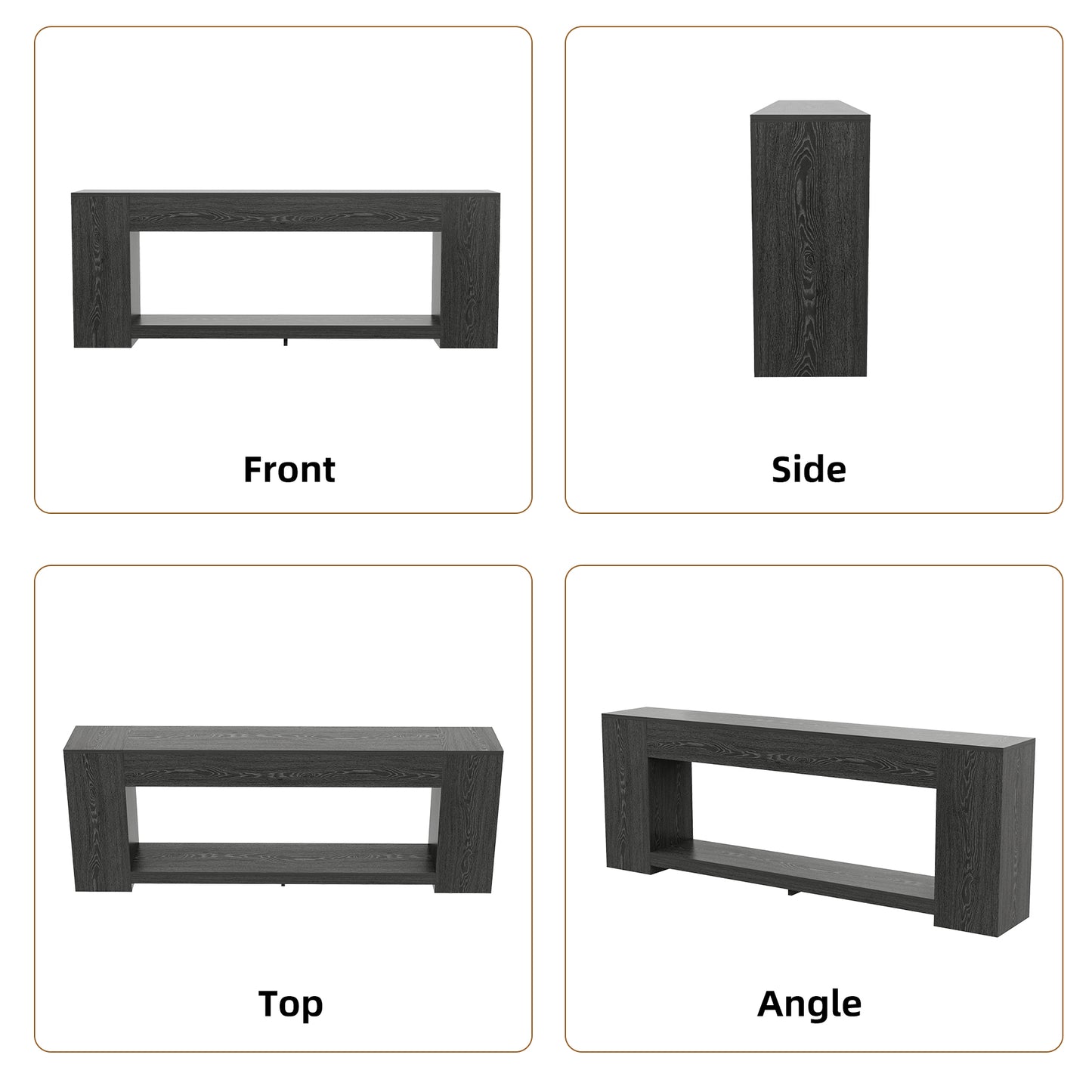 Extra Long Console Table for Entryway Black, 86-Inch Entryway Table with Storage Shelves, 2-Tier Modern Couch Table Behind Sofa for Living Room, Entrance, Black