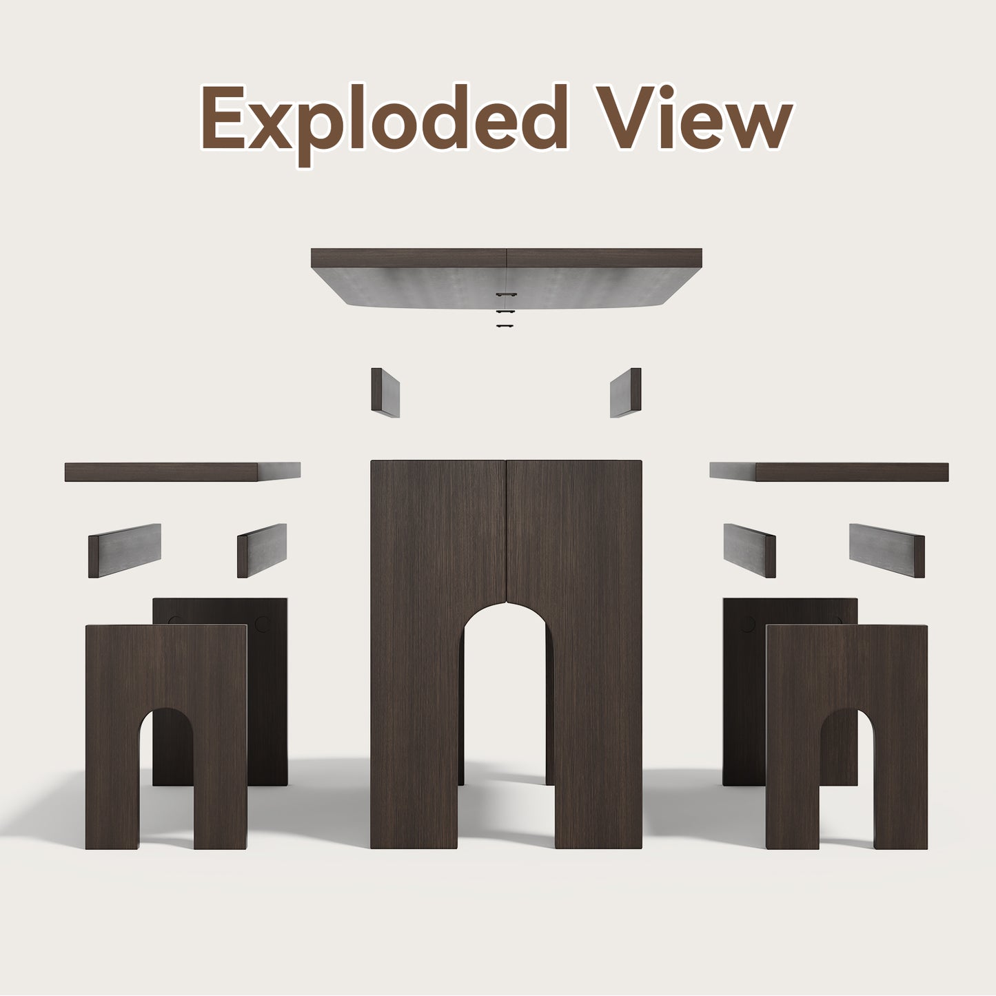 Dining Table with Stools for 4 Person, 55-inch Kitchen Wood Dinner Table Set with 2 Piece Benches Wooden Tabletop Dining Room Table for Living Room, Apartment, Retro Brown