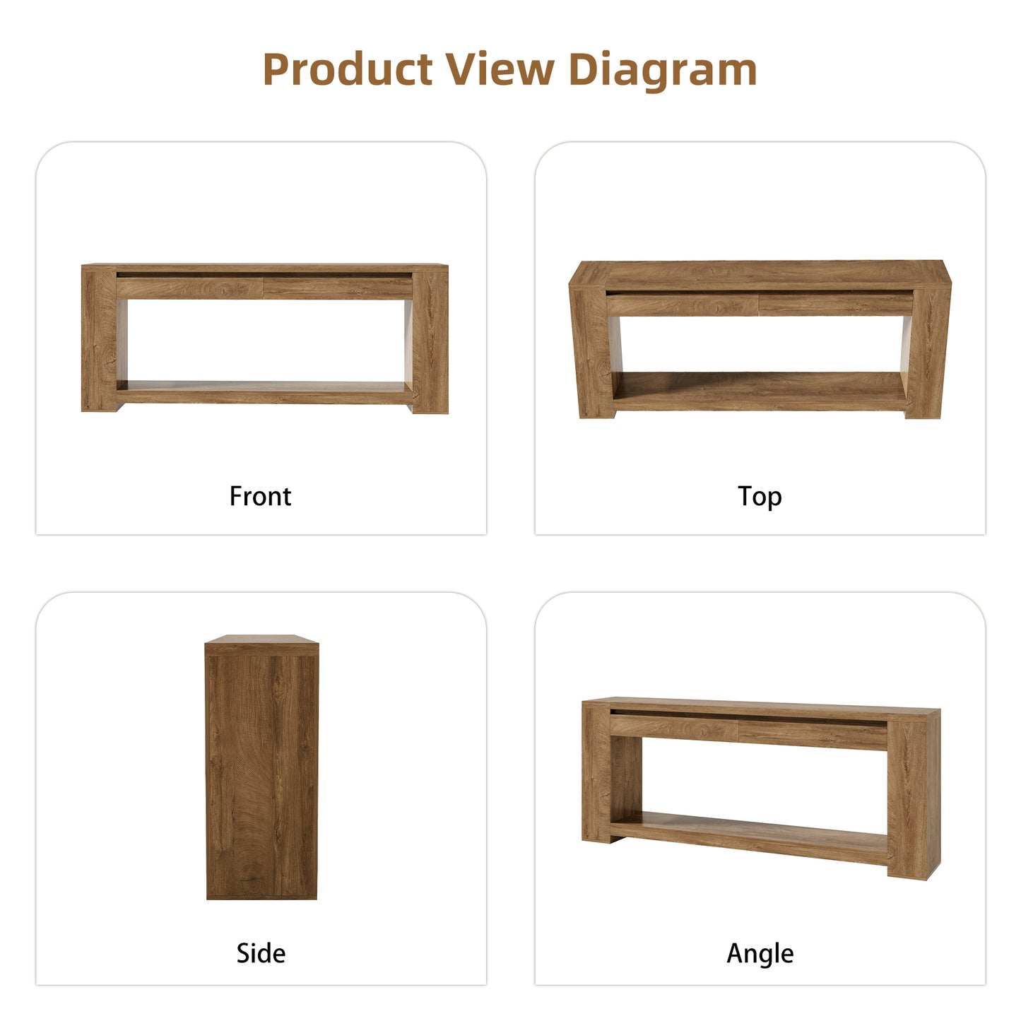 Extra Long Console Table 78 Inch, Sofa Table with Drawers and Shelf | 2 Storage Drawers | Open Shelf | Oak Brown | Farmhouse Sofa Table | Modern Entryway Table | Living Room, Entryway, Hallway