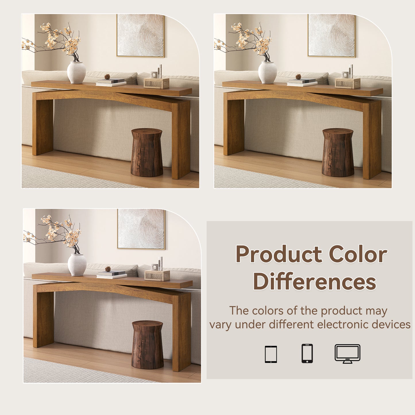 63-Inch Wood Console Table for Entryway Living Room, Long Rectangular Sofa Tables with Natural Wooden Base for Home Hallway Couch Foyer Entrance, Light Brown Oak