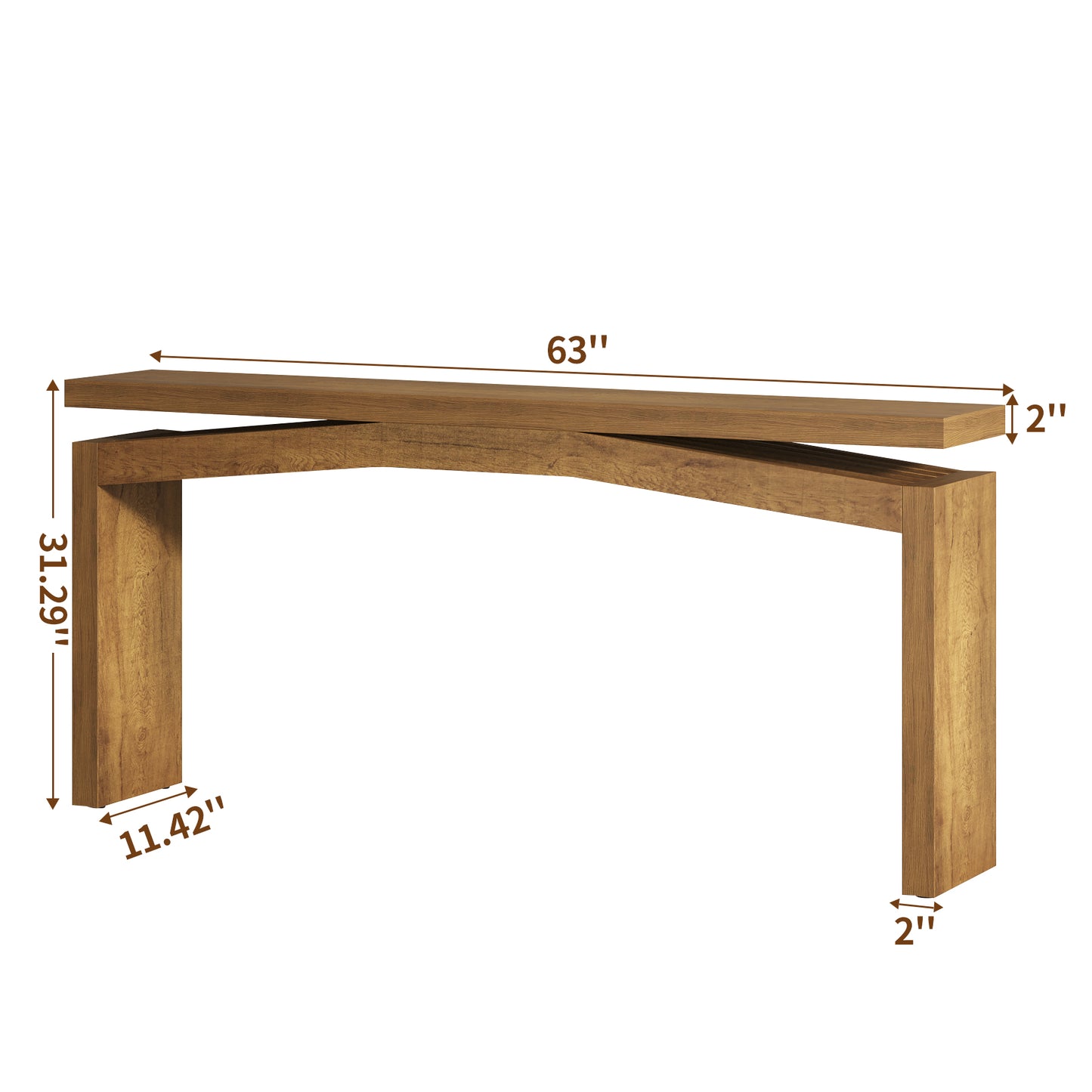 63-Inch Wood Console Table for Entryway Living Room, Long Rectangular Sofa Tables with Natural Wooden Base for Home Hallway Couch Foyer Entrance, Light Brown Oak