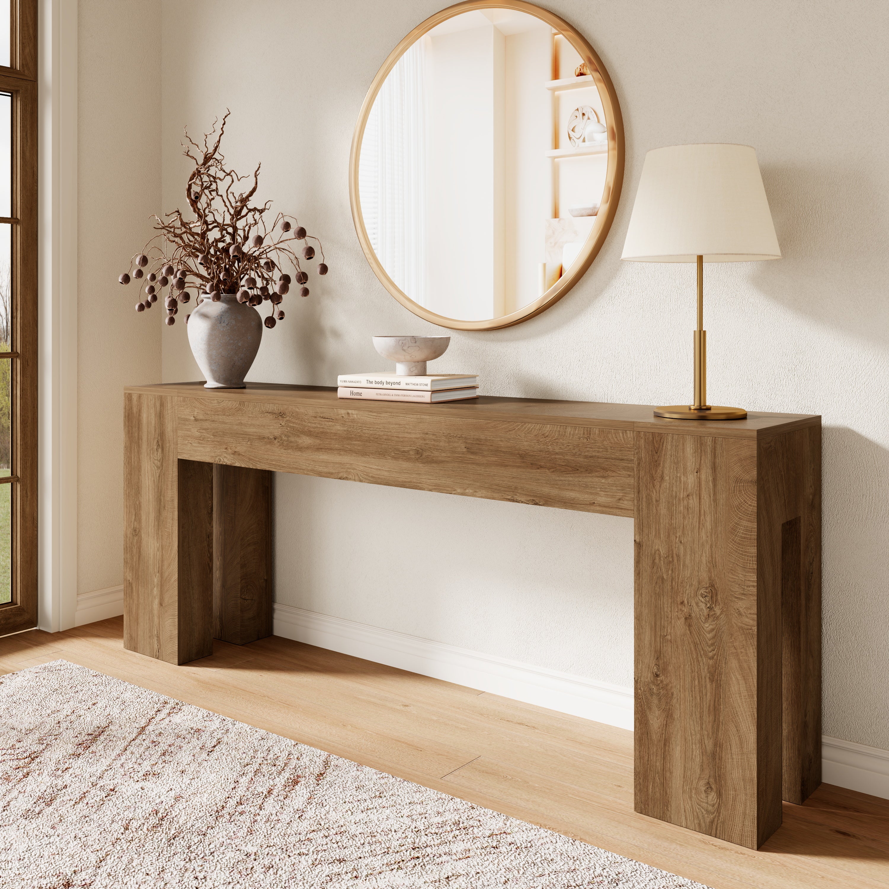 Extra Long Sofa Console Table for Entryway Living Room, 80-Inch Farmho ...
