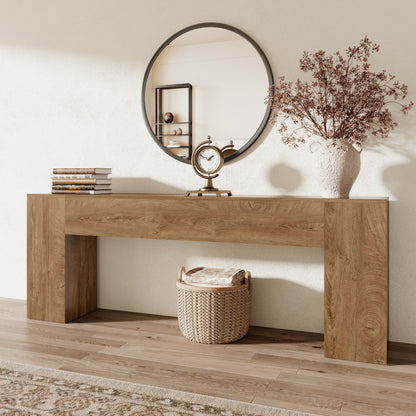 Epecoya 86-Inch Extra Long Console Table for Entryway, Wooden Behind Couch Table Narrow, Farmhouse Entrance Table for Hallway Living Room Apartment, Natural Oak Brown