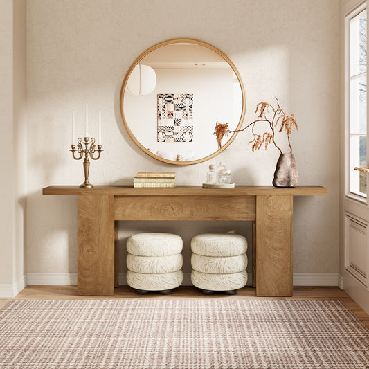 70.9-Inch Long Console Table For Entryway, Wooden Sofa Table Narrow Behind Couch Rectangular, Farmhouse Accent Foyer Entry Tables For Living Room, Entrance, Hallway, Natural Oak Brown