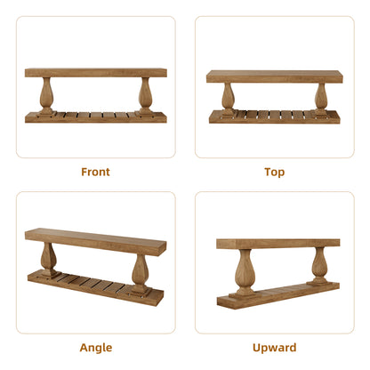 70 Inch Wood Console Table for Entryway, Extra Long Sofa Table Behind Couch, Rustic Farmhouse Entry Style with Bottom Shelf and Vintage Curved Legs for Living Room, Hallway