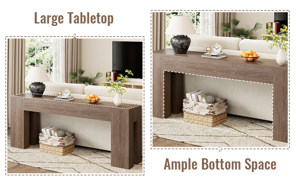 Epecoya Extra Long Sofa Console Table for Entryway Living Room, 79-Inch Farmhouse Wood Behind Couch Table, Rectangular Accent Console with Wooden Double Base for Hallway Foyer Entrance, Natural Oak