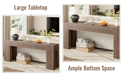 Epecoya Extra Long Sofa Console Table for Entryway Living Room, 79-Inch Farmhouse Wood Behind Couch Table, Rectangular Accent Console with Wooden Double Base for Hallway Foyer Entrance, Natural Oak
