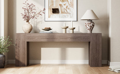 Epecoya Extra Long Sofa Console Table for Entryway Living Room, 79-Inch Farmhouse Wood Behind Couch Table, Rectangular Accent Console with Wooden Double Base for Hallway Foyer Entrance, Natural Oak