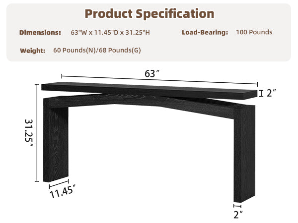 Black Console Tables for Entryway Living Mid-Century, Rectangular Sofa Tables Narrow Long Behind Couch, Wooden Entry Way Foyer Hallway Table for Home, Living Room, Apartment, Black