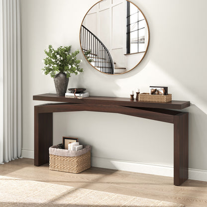 63-Inch Farmhouse Entryway Table Behind Couch Skinny, Long Wooden Entrance Table for Living Room Narrow, Rectangular Modern Console Tables for Apartment, Home, Dark Brown