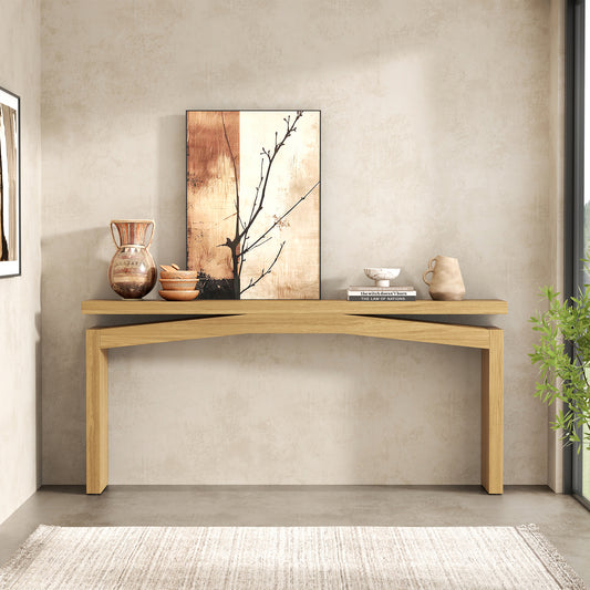 Extra Long Console Tables Narrow for Living Room, Thin Behind Couch Table for Living Room 63-Inch Rustic, Modern Teak Wood Console Table for Entrance, Entry Way, Home, Natural Teak