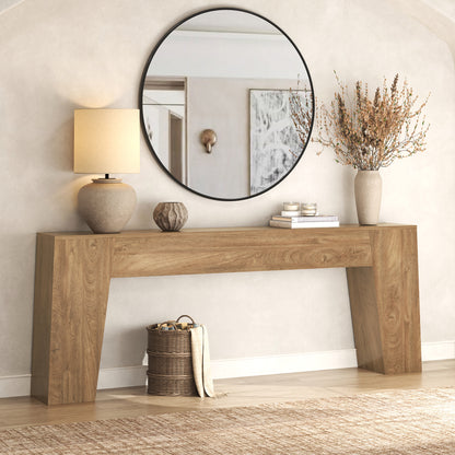 Epecoya Extra Long Sofa Console Table for Entryway, 78-Inch Large Farmhouse Wood Behind Couch Table, Modern Trapezoid Accent Entrance Table for Foyer Living Room Hallway Home, Natural Oak Brown