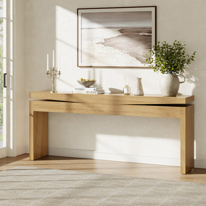 70.9-inch Long Console Table Behind Couch, Sofa Tables Narrow Long Farmhouse Wood Console Tables with Storage, Entryway Tables for Living Room, Hallway, Foyer, Light Oak
