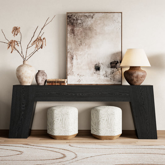 Extra Long 78-Inch Black Console Table for Entryway, Modern Narrow Sofa Table Behind Couch, Sturdy Wood Accent Entrance Table for Living Room Hallway