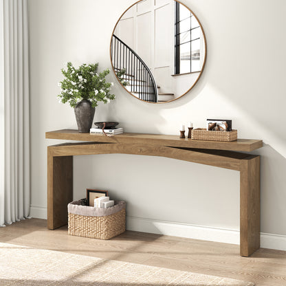Console Table for Entryway Living Room, 63-Inch Wooden Rectangular Sofa Tables Narrow Long Behind Couch, Large Farmhouse Foyer Entrance Table for Home, Hallway, Apartment, Natural Brown