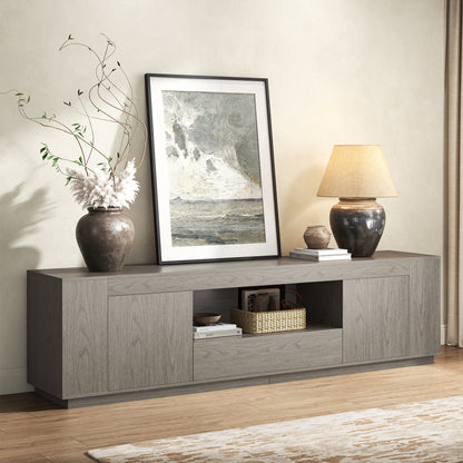 Grey TV Stands with Storage Cabinets, Wooden Media Console 78.7-Inch Long Entertainment Center, Farmhouse TV Consoles for Living Room, Apartment, Grey