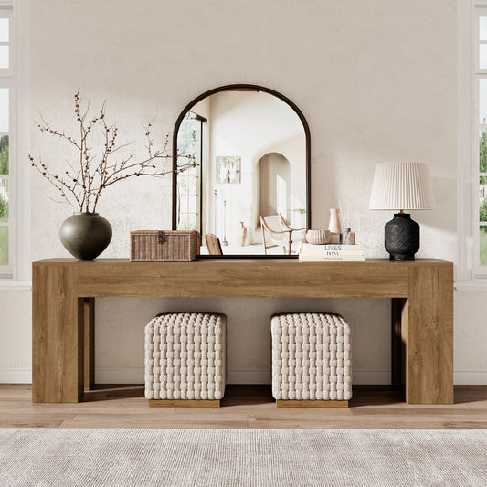 94.5 Inch Extra Long Console Table, Farmhouse Large Wooden Entryway Table, Long Sofa Table Behind Couch for Spacious Living Room Hallway, Natural Oak Brown