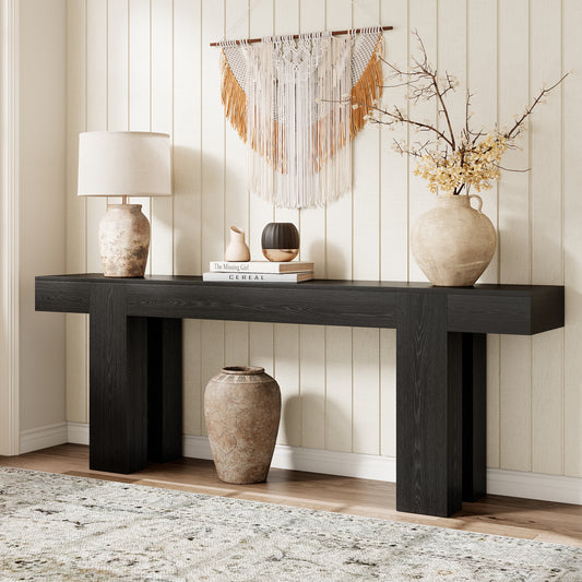 86.6 Inch Extra Console Table Black | Wood Entryway Table | Farmhouse Style | Living Room, Entryway, Hallway
