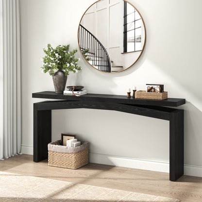 Black Console Tables for Entryway Living Mid-Century, Rectangular Sofa Tables Narrow Long Behind Couch, Wooden Entry Way Foyer Hallway Table for Home, Living Room, Apartment, Black