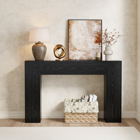 Epecoya Wood Console Table for Entryway Living Room, 43-Inch Small Sofa Table, Farmhouse Rectangular Accent Console with Wooden Double Base for Behind Couch Hallway Foyer Entrance, Black