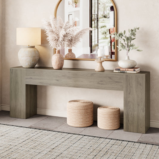 Farmhouse Sofa Table Narrow Long, Wood Console Table for Living Room, Entry Way,Extra Long Entryway Table Modern, 86-Inch Behind Couch Table, Grey ﻿