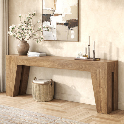 86-inch Extra Long Console Table, Couch Tables Behind Sofa Farmhouse Wood Entryway Table with Storage, Modern Console Tables for Living Room, Hallway, Entrance, Natural Oak Brown