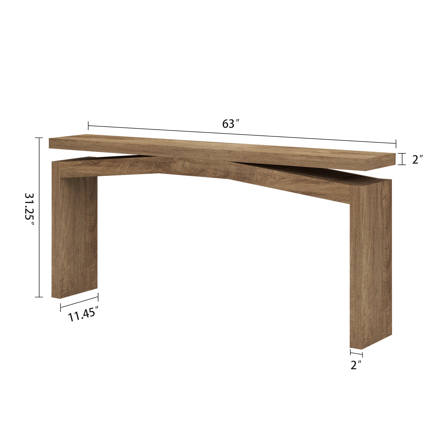 Console Table for Entryway Living Room, 63-Inch Wooden Rectangular Sofa Tables Narrow Long Behind Couch, Large Farmhouse Foyer Entrance Table for Home, Hallway, Apartment, Natural Brown