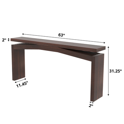 63-Inch Farmhouse Entryway Table Behind Couch Skinny, Long Wooden Entrance Table for Living Room Narrow, Rectangular Modern Console Tables for Apartment, Home, Dark Brown
