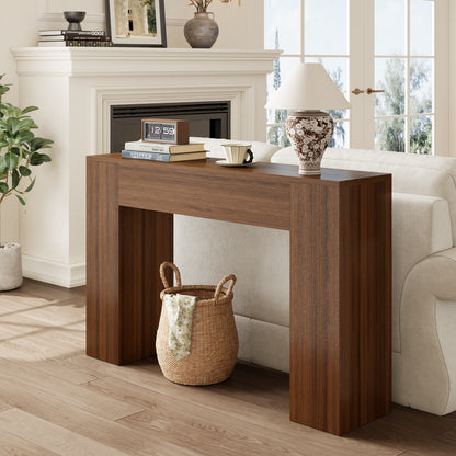 43-Inch Wood Console Table for Entryway, Walnut Console Table Behind Couch, Small Modern Entryway Table for Hallway， Farmhouse Sofa Table for Small Space Foyer Entrance