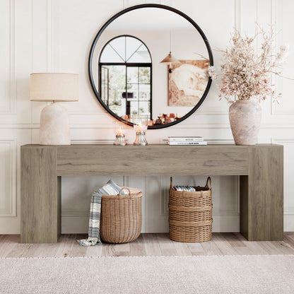 Farmhouse Sofa Table Narrow Long, Wood Console Table for Living Room, Entry Way,Extra Long Entryway Table Modern, 86-Inch Behind Couch Table, Grey ﻿