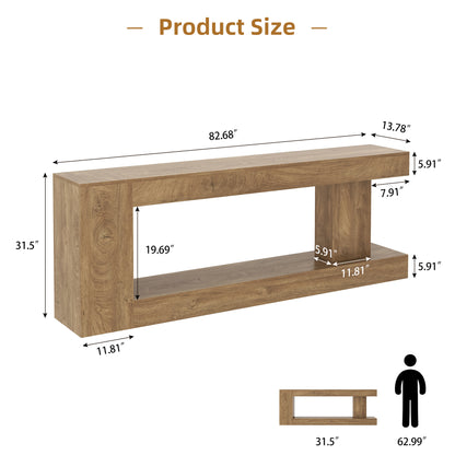 82-Inch Extra Long Console Table, Modern Farmhouse Entryway Table for Hallway Foyer, Sofa Table Behind Couch for Living Room, Natural Oak Brown