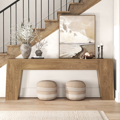 Epecoya Extra Long Sofa Console Table for Entryway, 78-Inch Large Farmhouse Wood Behind Couch Table, Modern Trapezoid Accent Entrance Table for Foyer Living Room Hallway Home, Natural Oak Brown