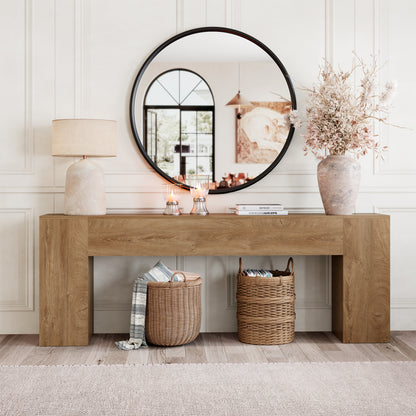 Epecoya 86-Inch Extra Long Console Table for Entryway, Wooden Behind Couch Table Narrow, Farmhouse Entrance Table for Hallway Living Room Apartment, Natural Oak Brown