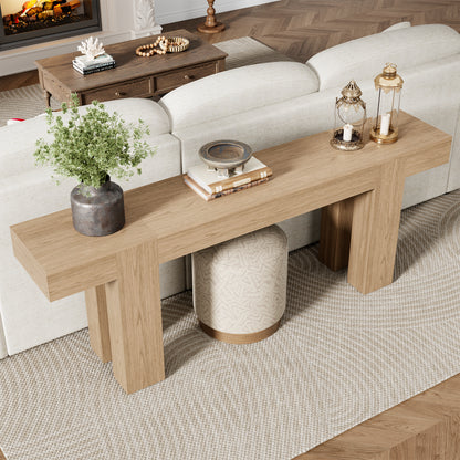 86.6 Inch Extra Console Table Light Oak | Wood Entryway Table | Farmhouse Style | Living Room, Entryway, Hallway