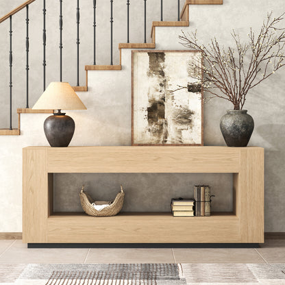 Extra Long Console Table for Entryway, 78 Inch 2-Tier Wood Behind Couch Sofa Table with Storage, Farmhouse Entrance Table for Living Room,Living Room, Foyer, Hallway, Light Oak