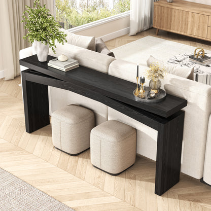 Black Console Tables for Entryway Living Mid-Century, Rectangular Sofa Tables Narrow Long Behind Couch, Wooden Entry Way Foyer Hallway Table for Home, Living Room, Apartment, Black