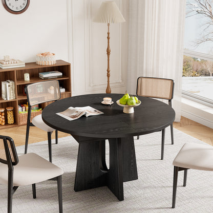 Epecoya 59-Inch Extendable Round Dining Table for Dining Room, 4-6 People Farmhouse Oval Wood Expandable Kitchen Dinner Table with Heavy Cross Pedestal for Living Room, Apartment, Light Oak
