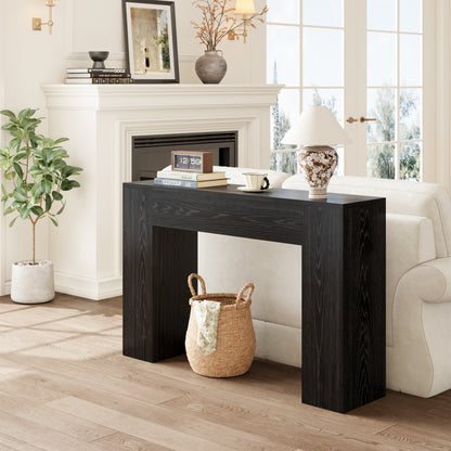 Epecoya Wood Console Table for Entryway Living Room, 43-Inch Small Sofa Table, Farmhouse Rectangular Accent Console with Wooden Double Base for Behind Couch Hallway Foyer Entrance, Black