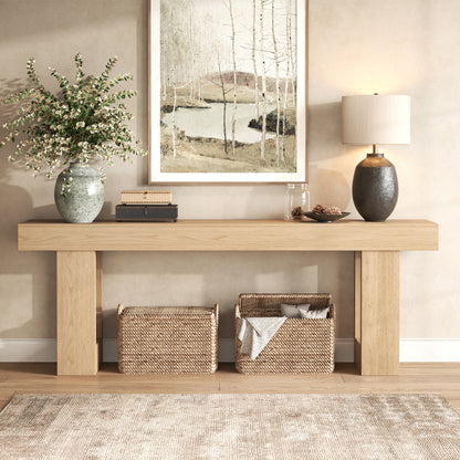 Console Table for Living Room 78.7 Inch, Light Oak Brown Farmhouse Extra Long Entryway Table, Large Couch Table Behind Sofa for Foyer Hallway, Entrance Way