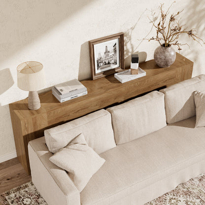Extra Long Console Tables for Entryway, 94.5 Inch Wooden Couch Table Behind Sofa Modern, Large Farmhouse Hallway Table for Living Room, Entrance, Entry Way, Natural Oak Brown