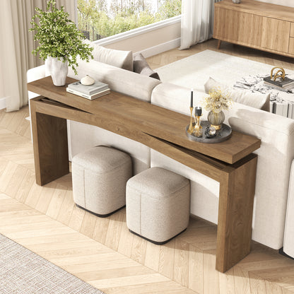 Console Table for Entryway Living Room, 63-Inch Wooden Rectangular Sofa Tables Narrow Long Behind Couch, Large Farmhouse Foyer Entrance Table for Home, Hallway, Apartment, Natural Brown