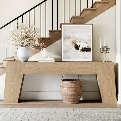 78-Inch Console Table for Entryway, Extra Long Farmhouse Sofa Table Behind Couch, Natural Wood Accent Entrance Table for Living Room Hallway, Light Oak Brown