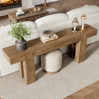86.77-Inch Extra Long Console Table, Wood Entryway Table, Large Farmhouse Sofa Table Behind Couch for Living Room Hallway, Walnut Style