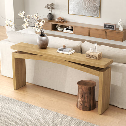 Extra Long Console Tables Narrow for Living Room, Thin Behind Couch Table for Living Room 63-Inch Rustic, Modern Teak Wood Console Table for Entrance, Entry Way, Home, Natural Teak